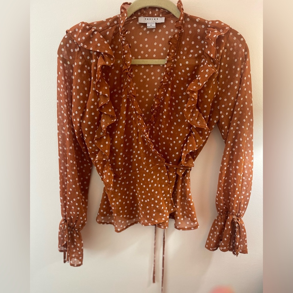 FAVLUX Ruffle Cross body Wrap Blouse